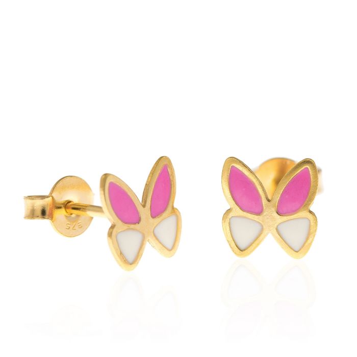 Kid's yellow gold earrings with butterflies 9CT HSR0007