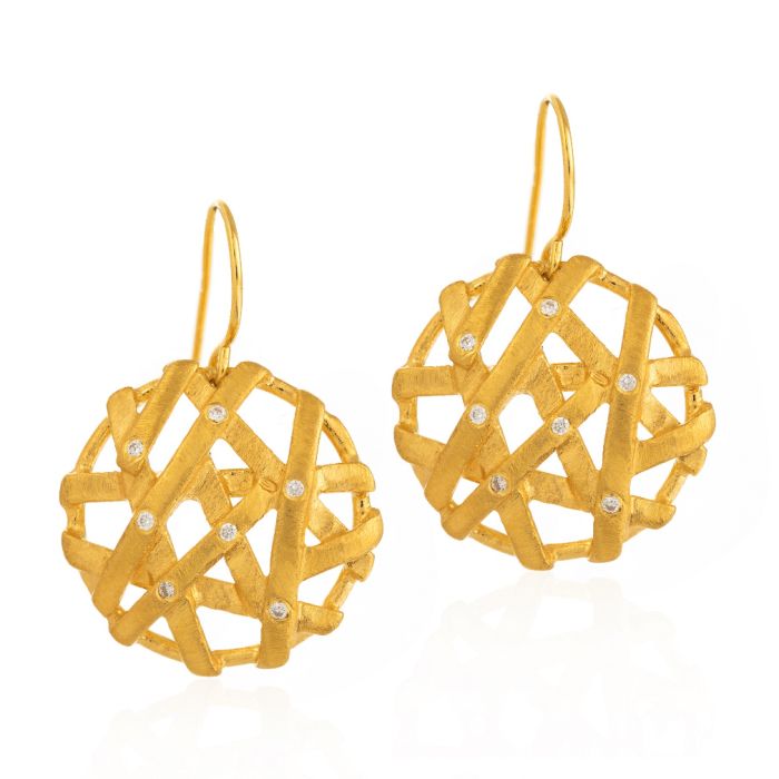 Women's pendant silver gilded earrings WS00625