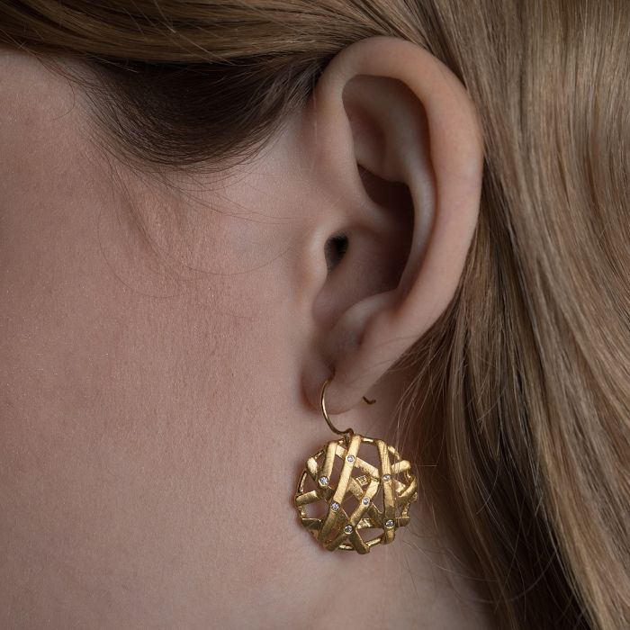 Women's pendant silver gilded earrings WS00625