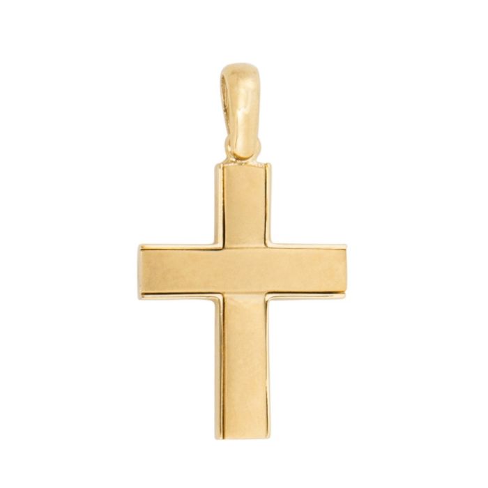 Men's double-sided yellow gold cross 14CT ITD0406