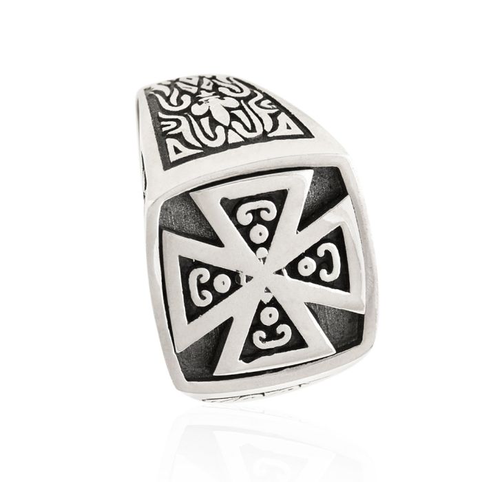Men's silver ring with cross WD00492