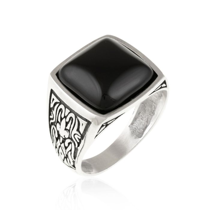 Men's silver ring with agate WD00494