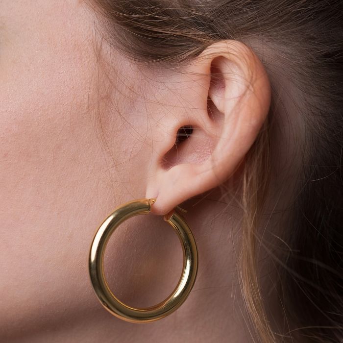 Women's gilded hoop silver earrings WS00606
