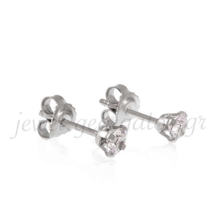 White gold stud earrings with zircon 14CT ISB0150