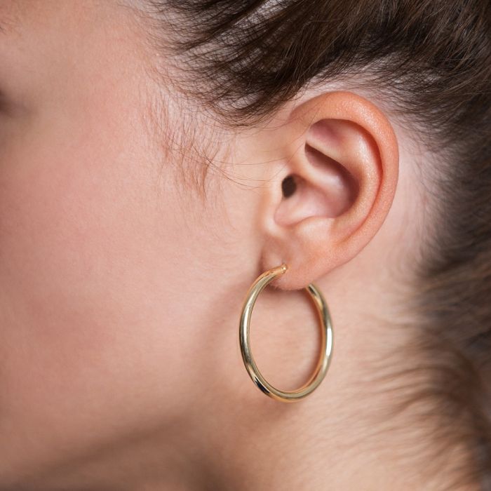 Women's yellow gold earring hoops 14CT IST0001