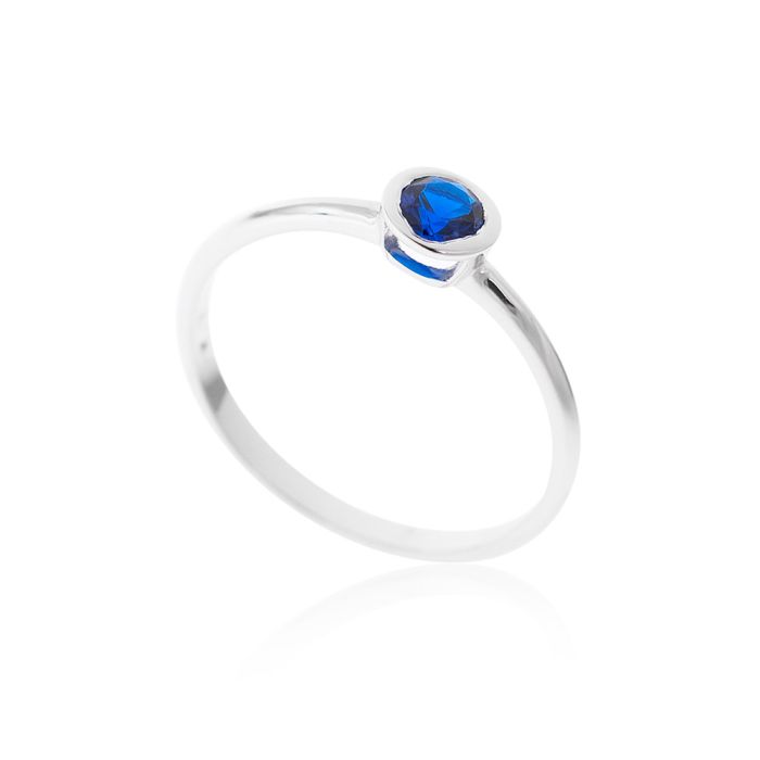 White gold ring 9CT with zirkon in sapphire color HDM0068