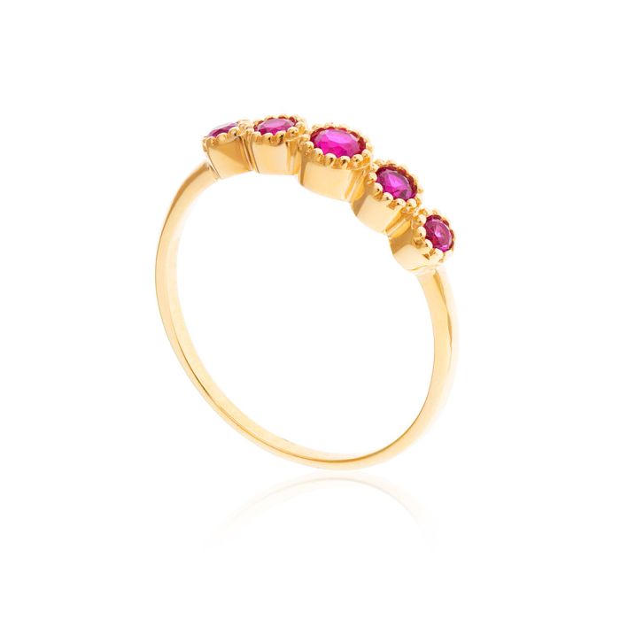 Gold ring 9CT with zirkon in ruby color HDM0073