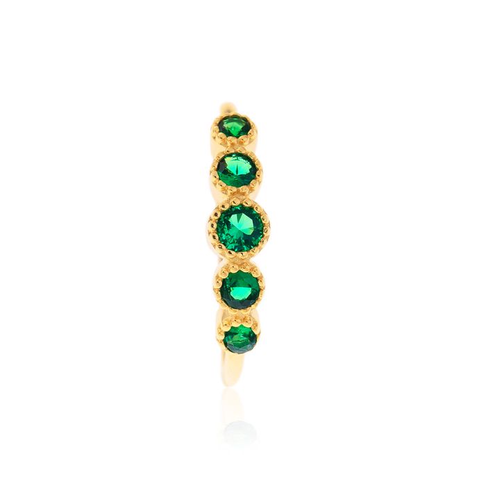 Gold ring 9CT with zirkon stone in emerald color HDM0115