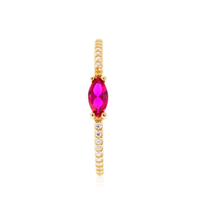 Gold ring 9CT with zirkon stone in ruby color HDM0118