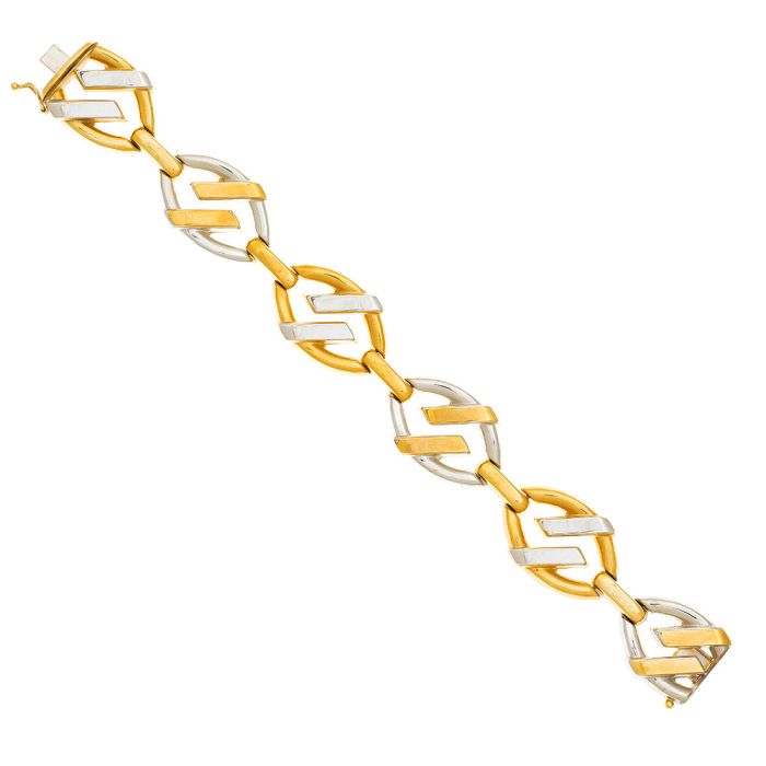 Women's two tone White and Yellow gold cuff bracelet 14CT JQC0046
