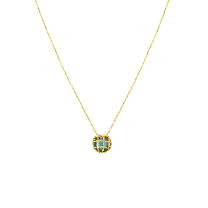 Women's gold necklace 9CT with turquoise stone HRU0021
