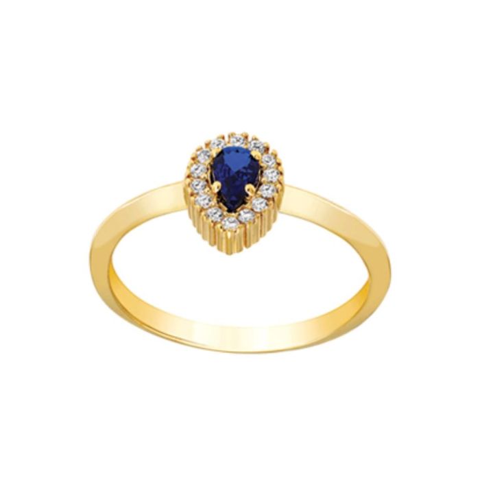 Gold ring 9CT with zirkon in sapphire color HDX0011