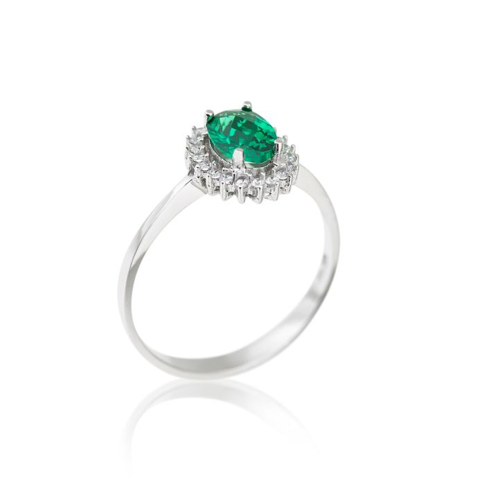 Women's rosette ring 14CT with zircon in emerald color IDX0008