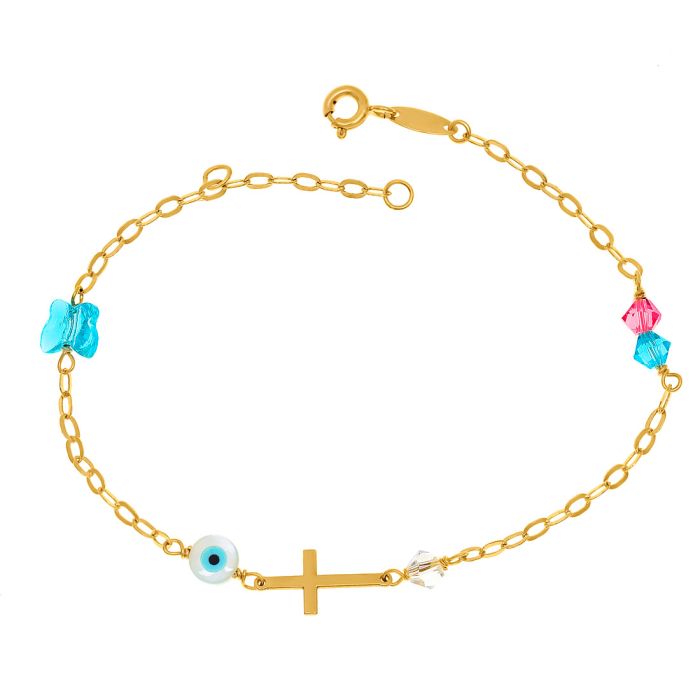 Kid's gold bracelet 9CT with cross and eye HYU0011