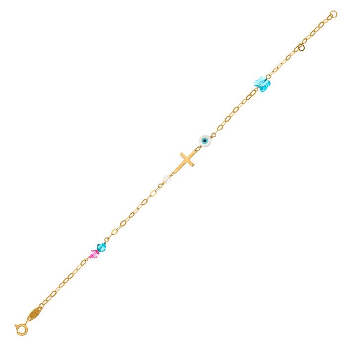 Kid's gold bracelet 9CT with cross and eye HYU0011