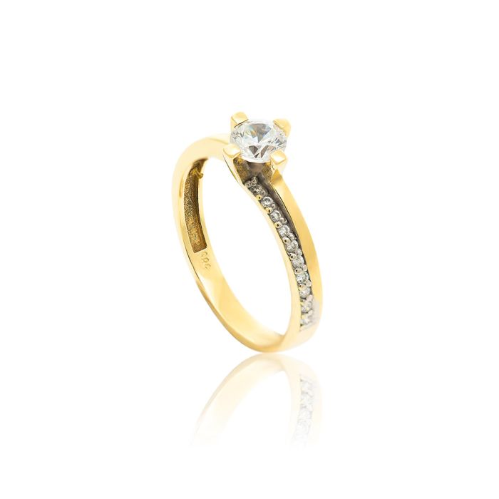 Women's engagement gold ring 14ct with zircon IDU0042