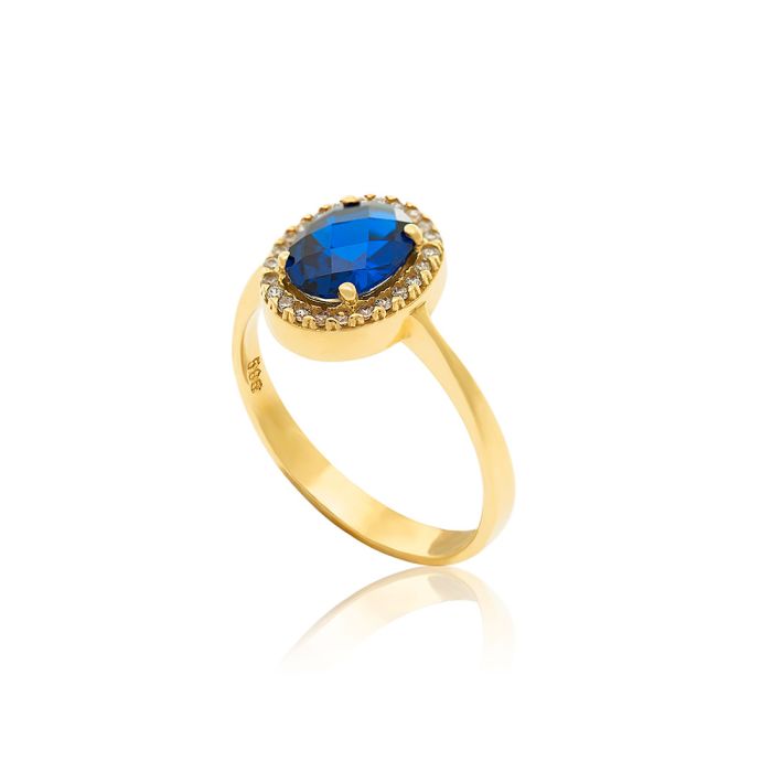 Women's gold rosette ring 14CT with zircon IDU0045