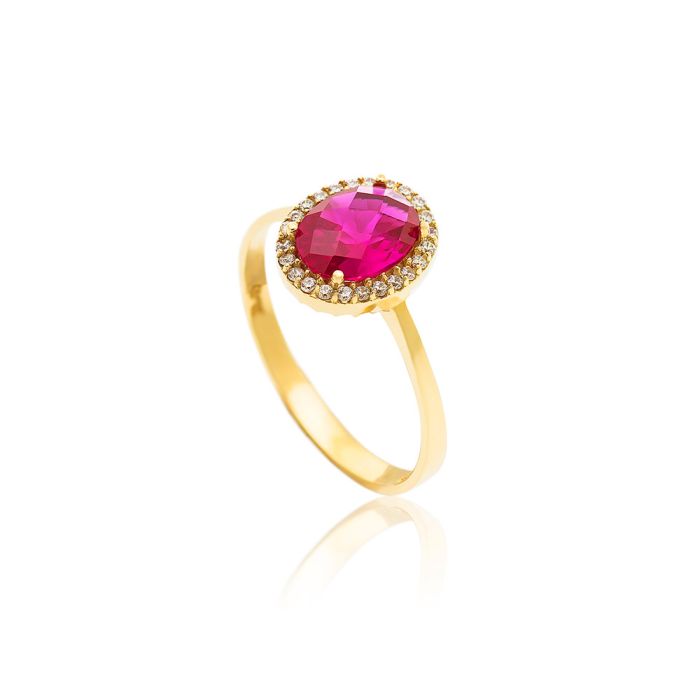 Women's gold rosette ring 14CT with zircon IDU0046