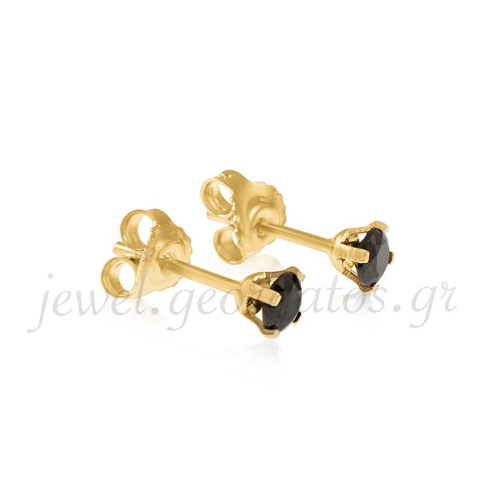 Yellow gold stud earrings with zircon 14CT ISB0130