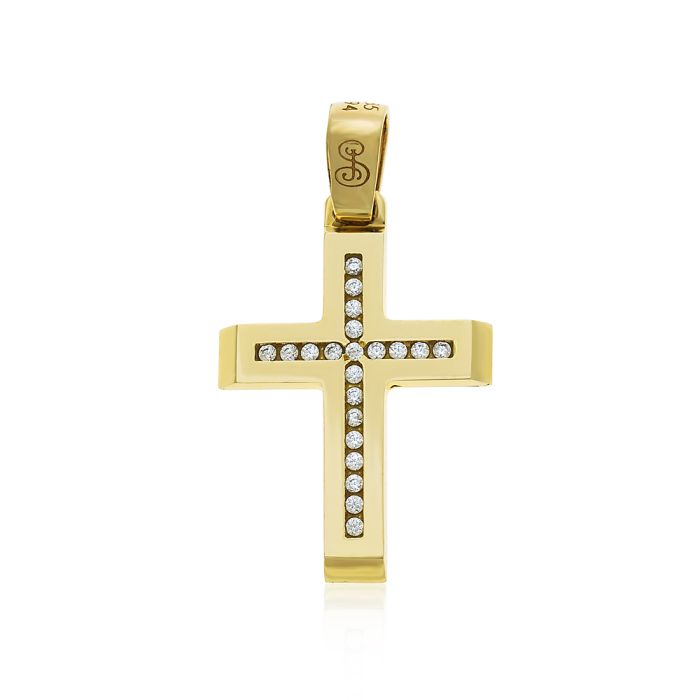 Women's yellow gold cross with zirkon 14CT ITU0038