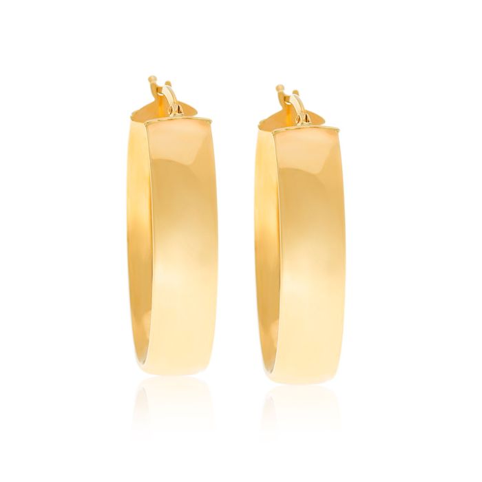 Women's yellow gold hoop earrings 14CT ISU0025