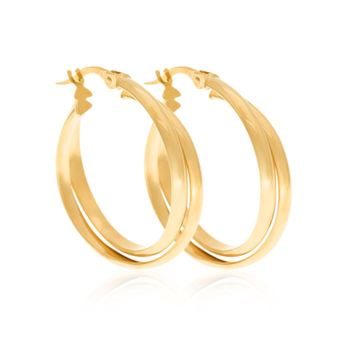 Women's yellow gold hoop earrings 14CT ISU0027