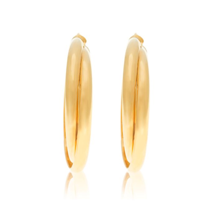 Women's yellow gold hoop earrings 14CT ISU0027