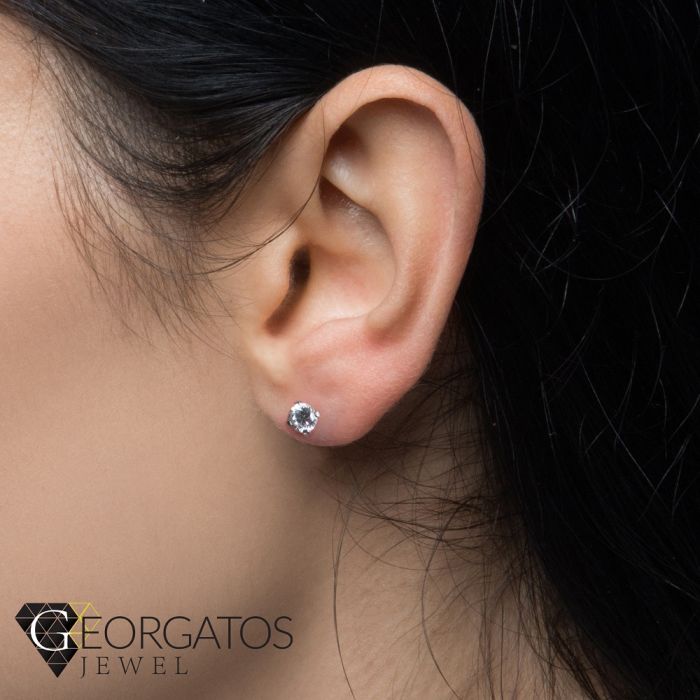 White gold stud earrings with zircon 4.00mm 14CT ISB0135