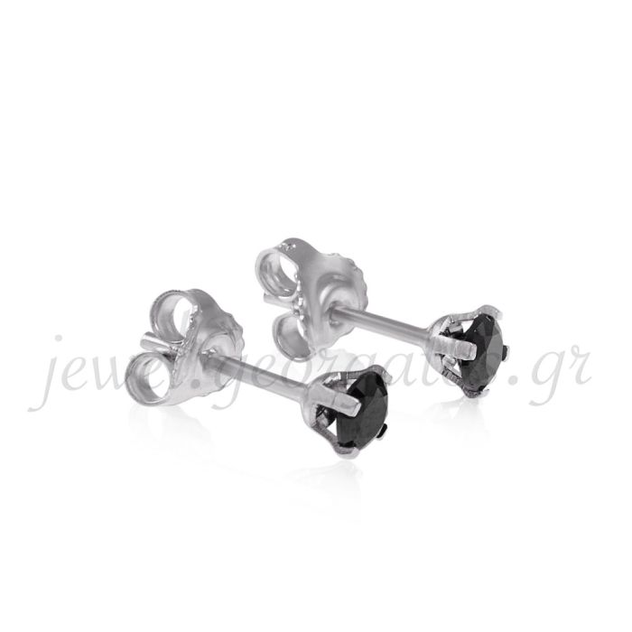 White gold stud earrings 4.00mm with zircon 14CT ISB0136