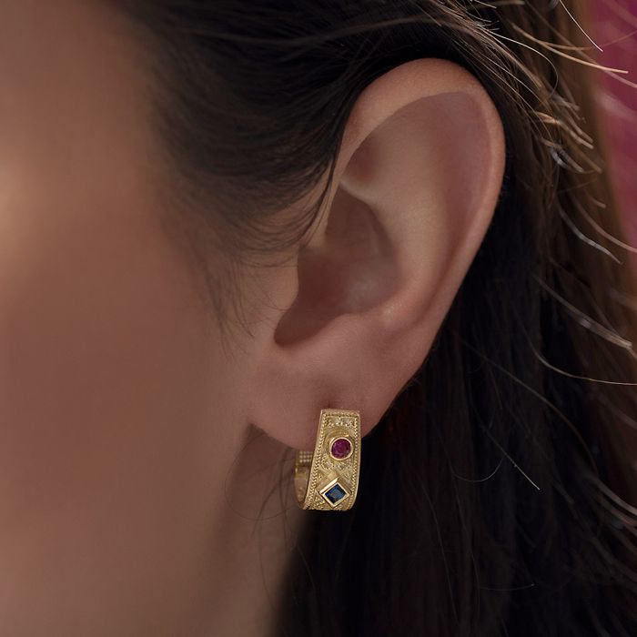 Women's silver pendant gilded earrings WS00667