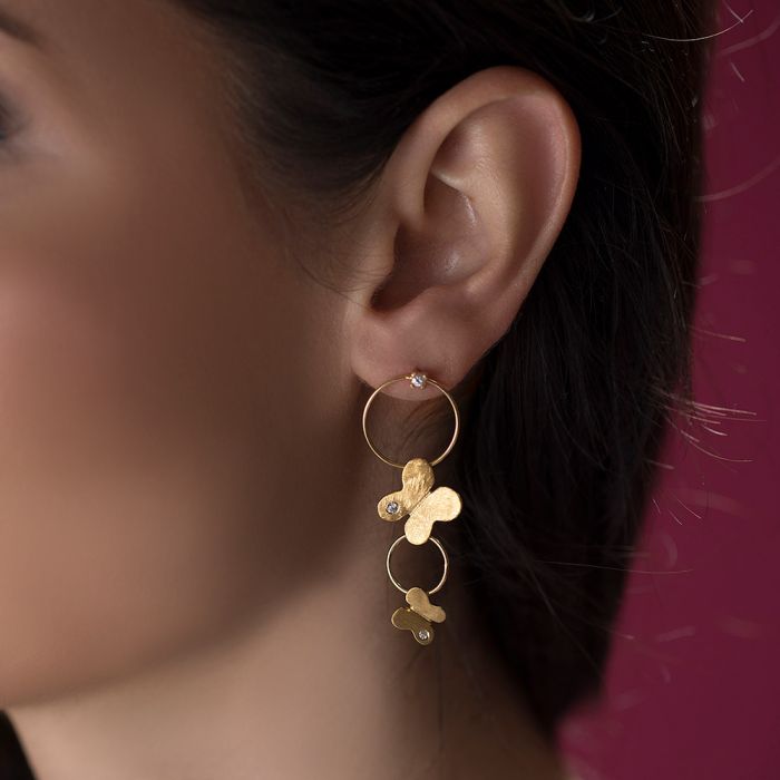 Women's silver pendant gilded earrings WS00671