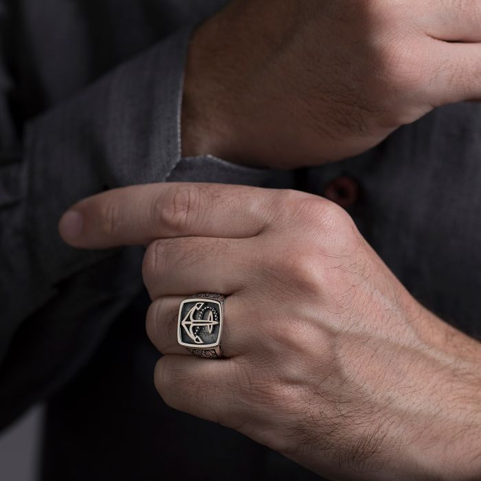 Men's silver ring with anchor WD00535