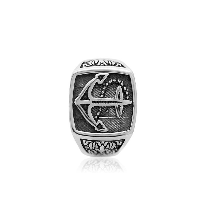 Men's silver ring with anchor WD00535