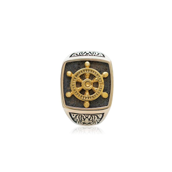 Men's silver ring with wheel WD00538