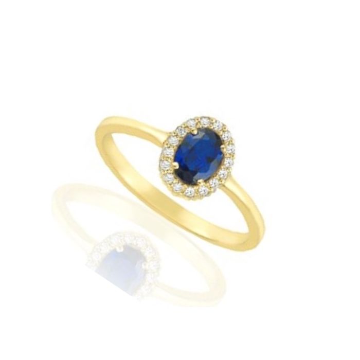 Women's rosette gold ring 9CT or 14CT with synthetic sapphire HDM0031