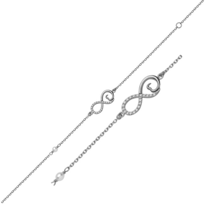 White gold women's bracelet with infinity and zircon 9CT HVR0025