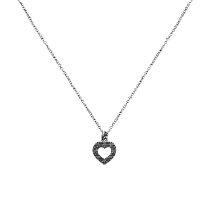 Women white gold necklace 9ct with heart HRR0064 