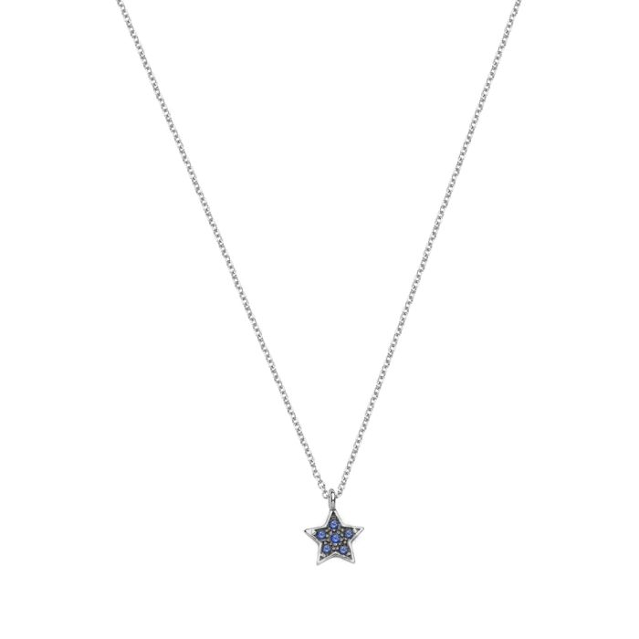 Women gold necklace 9ct white gold with star and zirkon HRR0065