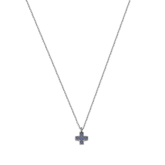 Women white gold necklace 9ct with cross and zirkon HRR0066
