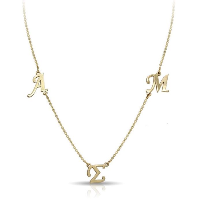 Women gold necklace 9CT with monograms HRR0080