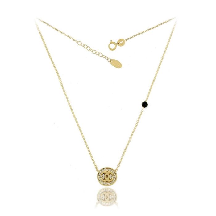 Women gold necklace 9ct yellow gold with zirkon HRR0086