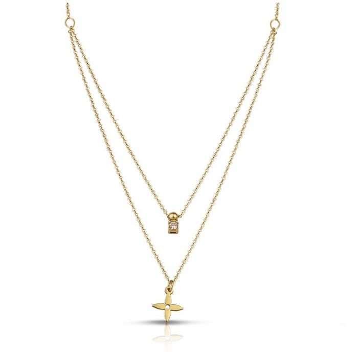 Women double necklace with cross and zirkon HRJ0120