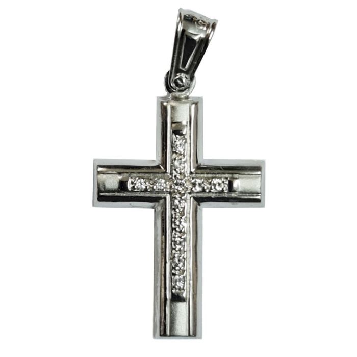 Women's white gold cross 9CT without chain HTR0003