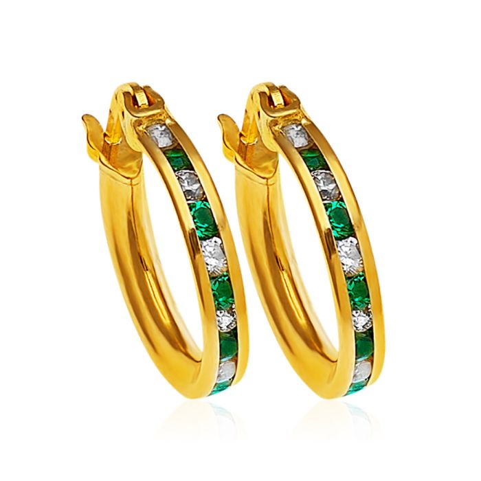 Women's yellow gold hoop earrings 14CT ISW0005