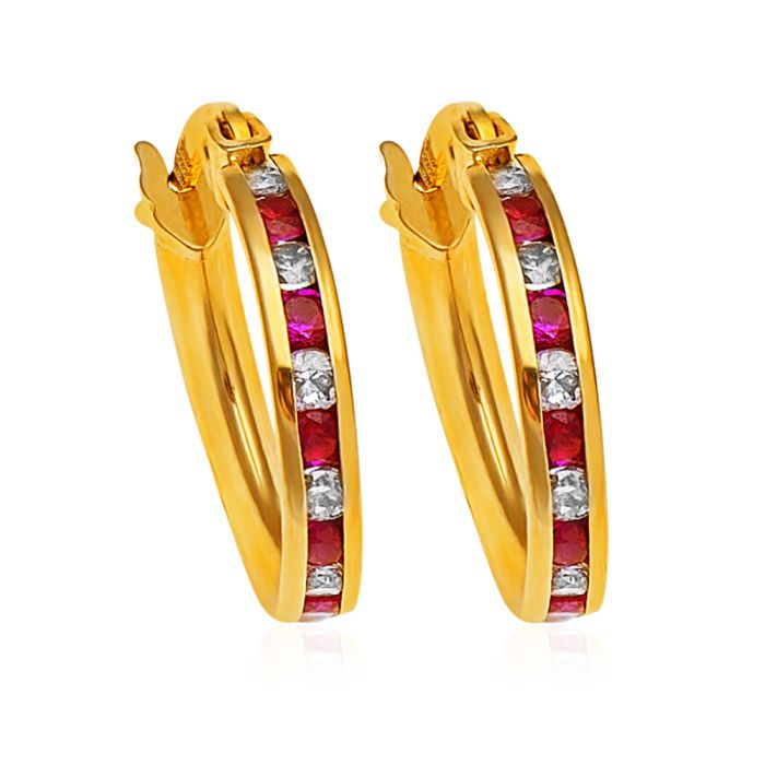Women's yellow gold hoop earrings 14CT ISW0006