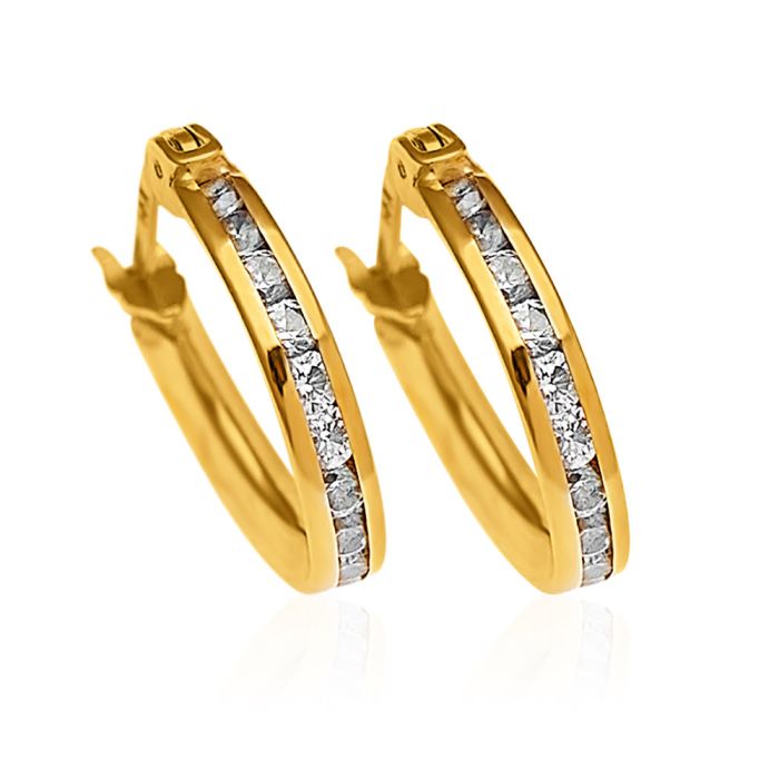 Women's yellow gold hoop earrings 14CT ISW0007