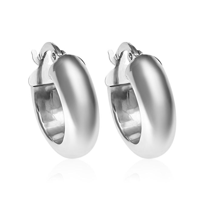 Women's white gold hoop earrings 14CT ISW0020