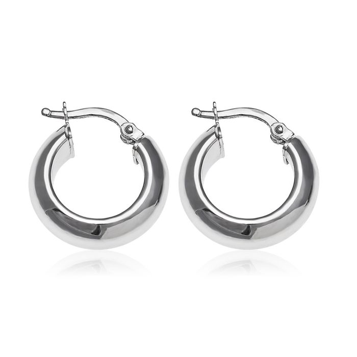 Women's white gold hoop earrings 14CT ISW0020