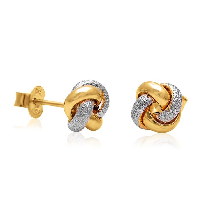 Two tone white and yellow gold stud earrings 14CT ISW0027