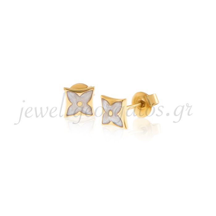 Yellow gold stud earrings 14CT ISD0121